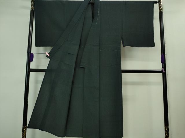 平和屋本店▽極上 男性 白鷹お召 単衣 蚊絣 濃紺地 逸品 未使用 DZAB0810kh5