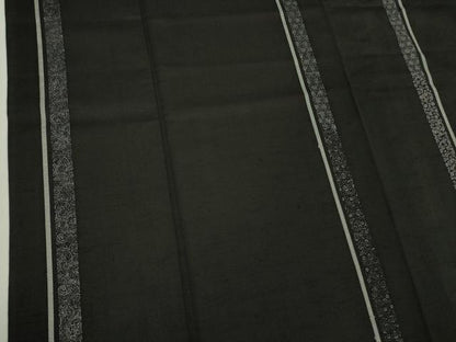 平和屋本店▽極上　男性　訪問着　単衣　紬地　名物裂間道　黒地　逸品　DZAB0813kh5