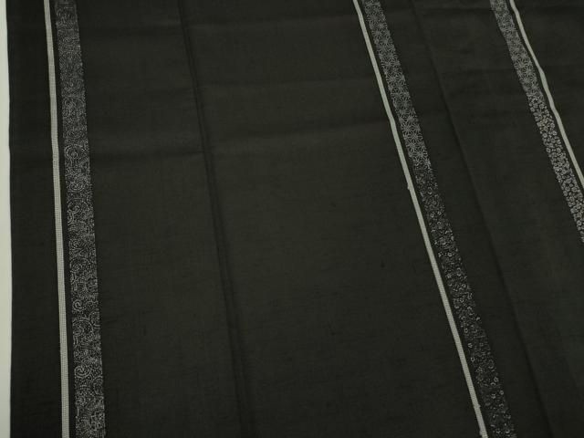 平和屋本店▽極上　男性　訪問着　単衣　紬地　名物裂間道　黒地　逸品　DZAB0813kh5