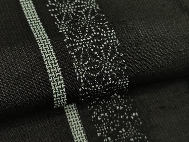 平和屋本店▽極上　男性　訪問着　単衣　紬地　名物裂間道　黒地　逸品　DZAB0813kh5
