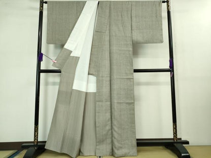 平和屋本店■極上　石川県指定無形文化財　牛首紬　白山工房　手織り　手織　縞　証紙付き　逸品　DZAB0814kh5