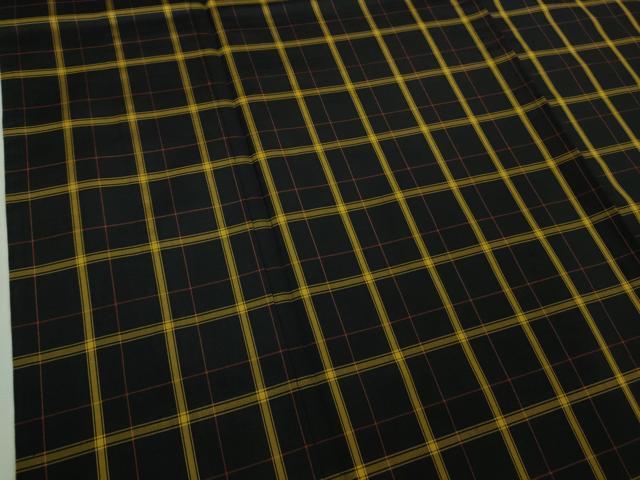 平和屋本店▽極上 黄八丈 黒八丈 紬 単衣 格子 やまと誂製 逸品 DZAB0821kh5