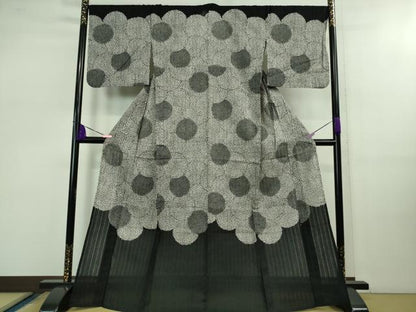 平和屋着物∴極上 夏物 こむさでもーど・COMME CA DU MODE 浴衣 貉菊 黒地 綿 逸品 DZAB0828kh5