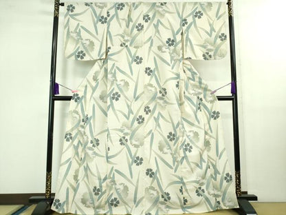 平和屋着物∴極上 夏物 小紋・浴衣兼用 セオアルファ 飛兎 雪輪 舞葉花文 洗える着物 逸品 DZAB0829kh5