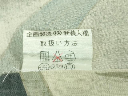 平和屋着物∴極上 夏物 小紋・浴衣兼用 セオアルファ 飛兎 雪輪 舞葉花文 洗える着物 逸品 DZAB0829kh5