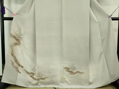平和屋本店■極上　創業460年・千總　訪問着　刺繍　草葉　桜鼠色地　暈し染め　高島屋扱い　逸品　DZAB0830kh5