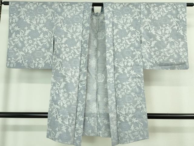 平和屋着物▽極上 長羽織 スリーシーズン 春夏秋 塵除け 紗 花唐草文 淡藤色地 逸品 DZAB0836kh5