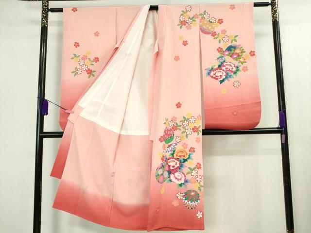 平和屋本店■極上　本加賀友禅作家　榊原雅春　七五三　女の子　7歳　祝着・帯セット　花毬文　暈し染め　逸品　DZAB0848kh5