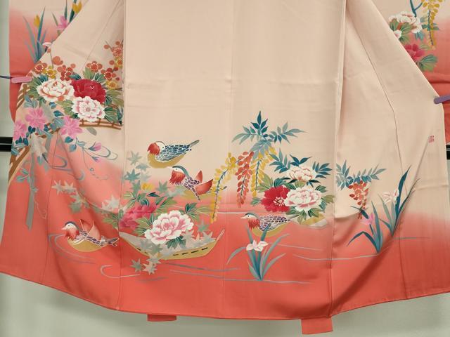 平和屋本店■極上　本加賀友禅作家　野村絵美　七五三　女の子　7歳　祝着　鴛鴦花文　暈し染め　逸品　DZAB0850kh5