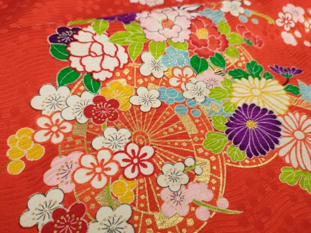 平和屋本店■極上　創業460年・千總　七五三　女の子　3歳　祝着　花車文　金彩　逸品　DZAB0851kh5