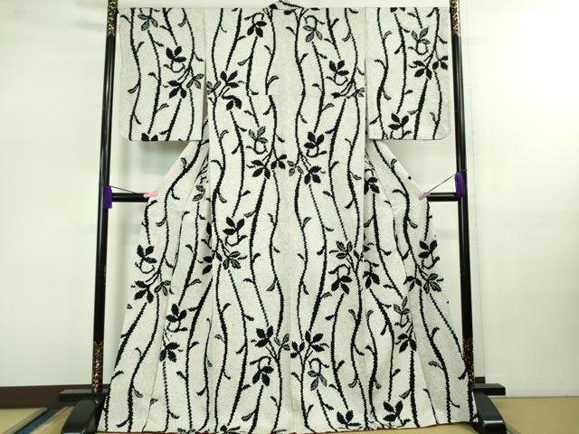 平和屋本店■極上　本疋田絞り　小紋　枝葉文　逸品　DZAB0853kh5
