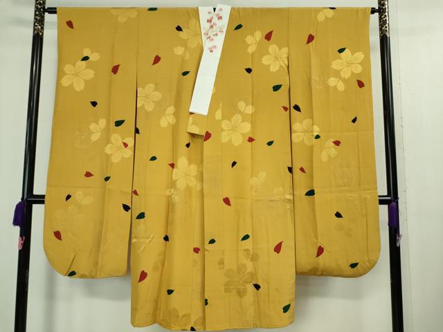 平和屋本店■極上　和染紅型 栗山紅型　栗山吉三郎　振袖・長襦袢(無双仕立て・半衿刺繍)セット　楓　鬼しぼ縮緬　黒地　逸品　DZAB0863kh5