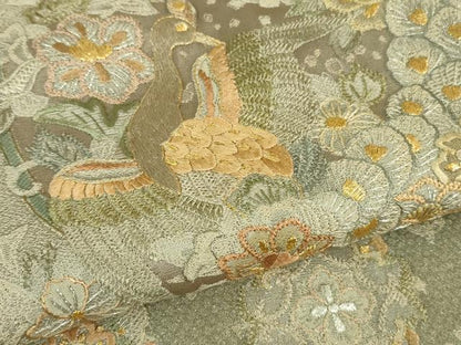 平和屋本店■極上　訪問着　総刺繍　鳳凰双鳥花文　金銀糸　逸品　DZAB0867kh5