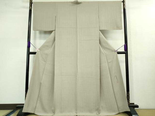 平和屋本店■極上　キモノデザイナー　斉藤上太郎　色無地　お召地　枯色　逸品　未使用　DZAB0869kh5
