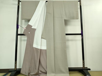 平和屋本店■極上　キモノデザイナー　斉藤上太郎　色無地　お召地　枯色　逸品　未使用　DZAB0869kh5