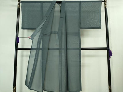 平和屋本店■極上　男性　色無地　アンサンブル　長羽織　紗　着物:薄花色×長羽織:藍色　逸品　DZAB0870kh5