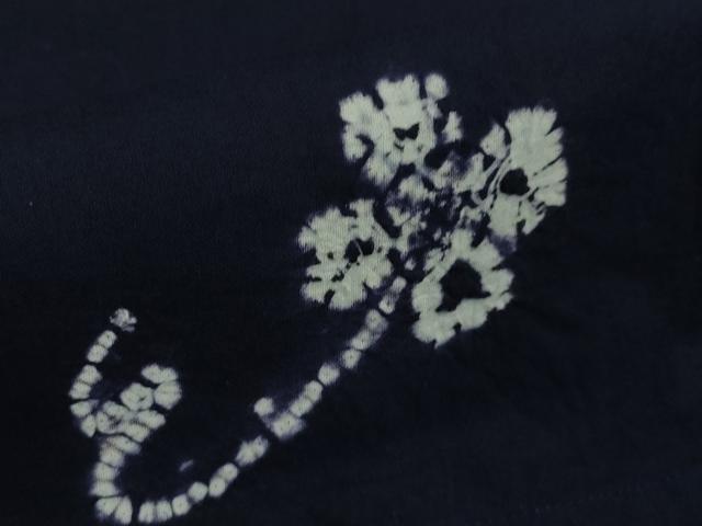平和屋着物■極上　夏物　浴衣　有松鳴海絞り　団扇　うちわ　紺色地　綿　逸品　DZAB0880kh5
