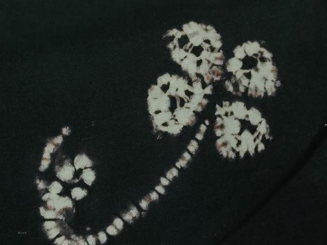 平和屋着物∴極上 夏物 浴衣 有松鳴海絞り 朝顔 黒地 綿 逸品 DZAB0881kh5