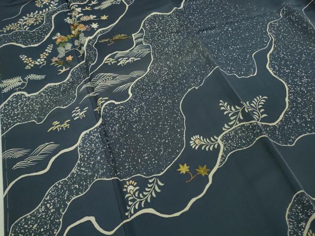 平和屋本店■極上　創業460年・千總　訪問着　刺繍　道長草花文　薄花色地　金糸　逸品　未使用　DZAB0888kh5