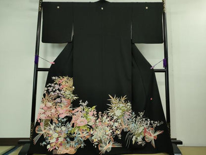 平和屋本店●極上 本加賀友禅作家 矢田博 黒留袖 花束文 逸品 DZAB0894kh5