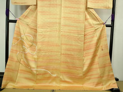 平和屋本店■極上　人間国宝　福田喜三郎　訪問着　刺繍　紐文　暈し染め　金糸　大丸扱い　ロング丈　逸品　DZAB0895kh5
