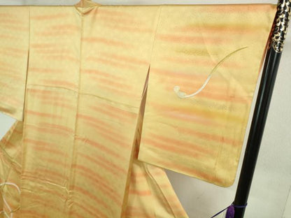 平和屋本店■極上　人間国宝　福田喜三郎　訪問着　刺繍　紐文　暈し染め　金糸　大丸扱い　ロング丈　逸品　DZAB0895kh5