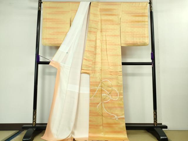 平和屋本店■極上　人間国宝　福田喜三郎　訪問着　刺繍　紐文　暈し染め　金糸　大丸扱い　ロング丈　逸品　DZAB0895kh5