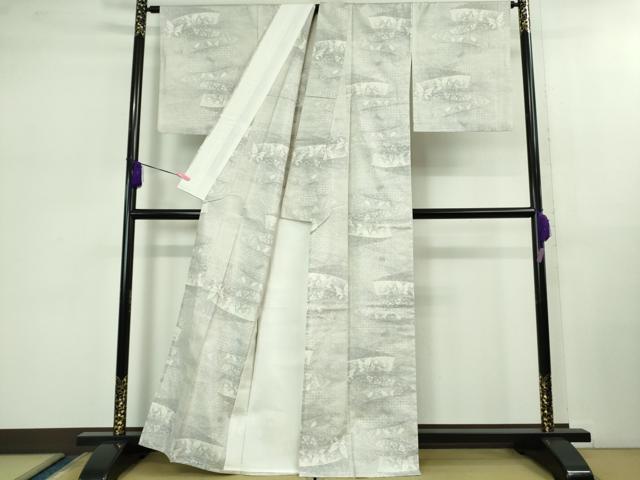 平和屋着物▽極上 本場大島紬 白大島 単衣 7マルキ 鬘帯舞蝶文 逸品 DZAB0900kh5