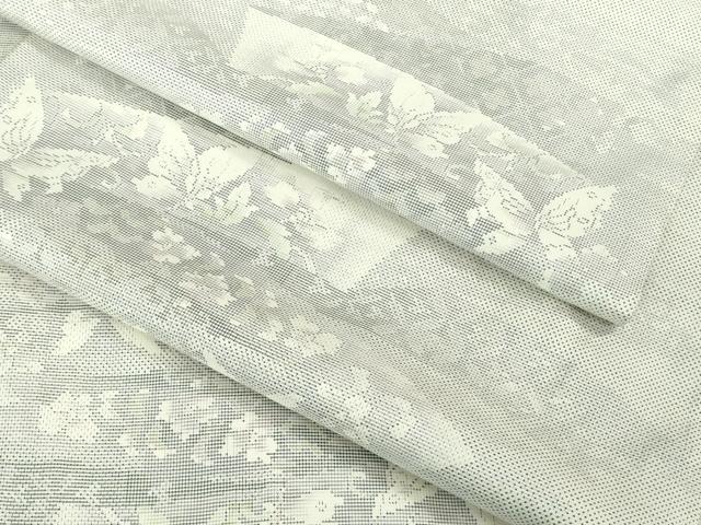 平和屋着物▽極上 本場大島紬 白大島 単衣 7マルキ 鬘帯舞蝶文 逸品 DZAB0900kh5