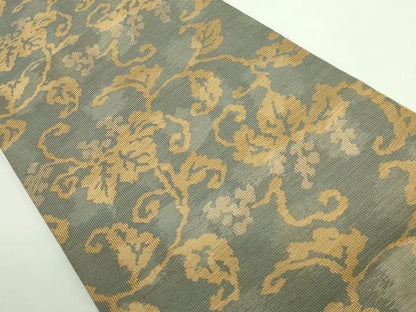 平和屋着物●極上 俵屋 人間国宝 喜多川平朗 有職織物 九寸開き名古屋帯 蔦の葉文 金糸 逸品 DZAB0912kh5