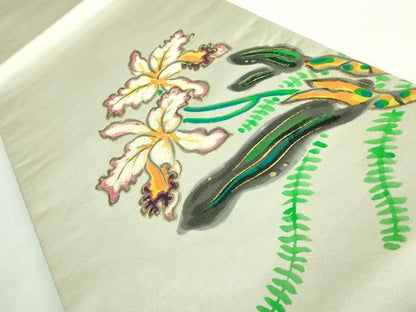 平和屋本店■超希少　染彩芸術の巨匠　皆川月華　太鼓柄袋帯　手描き　刺繍　枝花文　金銀糸　逸品　DZAB0948kh5