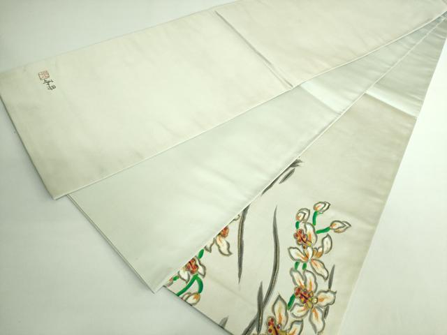 平和屋本店■超希少　染彩芸術の巨匠　皆川月華　太鼓柄袋帯　手描き　刺繍　枝花文　金銀糸　逸品　DZAB0948kh5