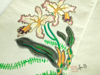 平和屋本店■超希少　染彩芸術の巨匠　皆川月華　太鼓柄袋帯　手描き　刺繍　枝花文　金銀糸　逸品　DZAB0948kh5