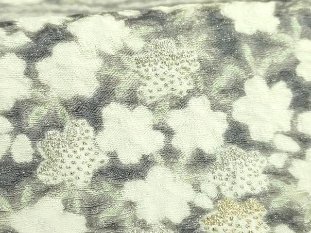 平和屋着物●極上 十日町 名門 滝泰謹製 太鼓柄袋帯 相良刺繍 おぼろ染 舞花文 金銀糸 逸品 DZAB0950kh5