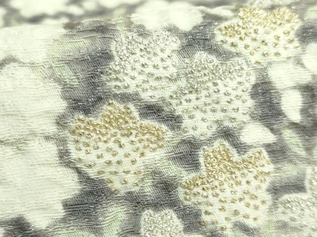 平和屋着物●極上 十日町 名門 滝泰謹製 太鼓柄袋帯 相良刺繍 おぼろ染 舞花文 金銀糸 逸品 DZAB0950kh5
