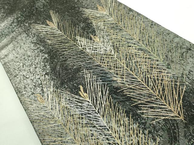 平和屋着物●極上 金彩友禅 卓越技能者・名工・和田光正 太鼓柄袋帯 若松葉 金銀彩 逸品 DZAB0964kh5