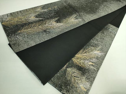 平和屋着物●極上 金彩友禅 卓越技能者・名工・和田光正 太鼓柄袋帯 若松葉 金銀彩 逸品 DZAB0964kh5
