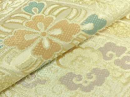 平和屋着物●極上 西陣 川島織物 六通柄 本袋帯 唐織 花菱文 金糸 逸品 DZAB0970kh5