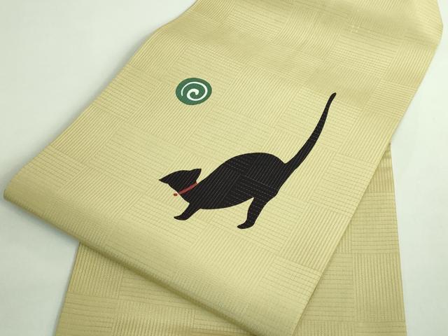 平和屋着物＊極上 夏物 九寸名古屋帯 黒猫 逸品 DZAB0977kh5