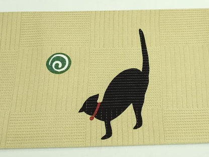平和屋着物＊極上 夏物 九寸名古屋帯 黒猫 逸品 DZAB0977kh5