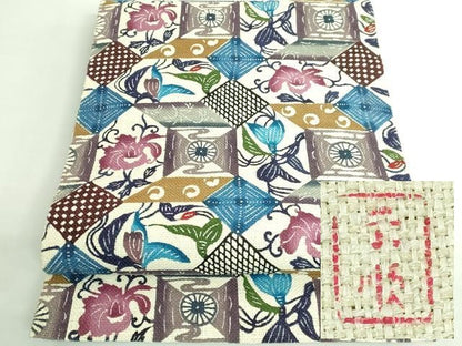 平和屋本店＊最高級　夏物　城間栄順　本場琉球紅型　八寸名古屋帯　紙布　逸品　DZAB0978kh5