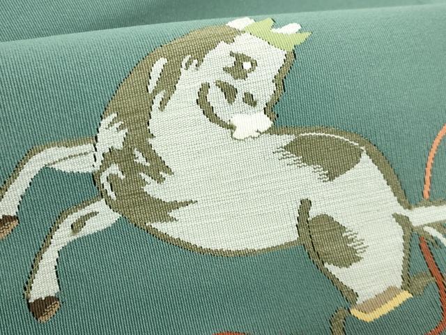 平和屋着物●極上 爪掻き本綴れ 八寸名古屋帯 瓢箪 馬 革色地 逸品 DZAB0990kh5