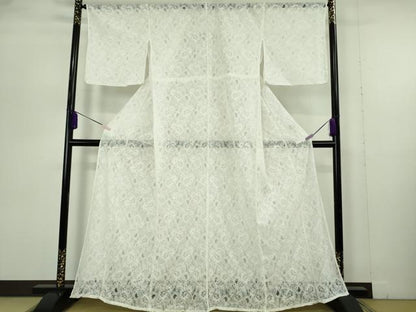 平和屋本店∴極上　夏物　浴衣・小紋兼用　レース　花唐草文　ホワイト　白地　逸品　新品　DZAB10007kh6
