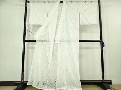 平和屋本店∴極上　夏物　浴衣・小紋兼用　レース　花唐草文　ホワイト　白地　逸品　新品　DZAB10007kh6