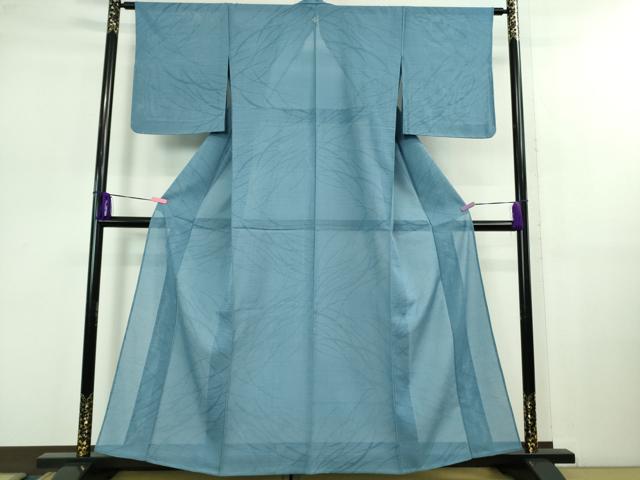 平和屋着物＊極上 夏物 色無地 紋紗 変わり絽 草葉地紋 露草色 逸品 未使用 DZAB1003kh5