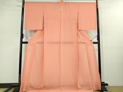 平和屋着物■極上　夏物　色無地　絽　珊瑚朱色　大丸扱い　逸品　DZAB1004kh5
