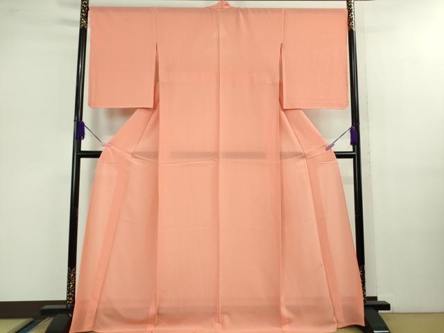 平和屋着物■極上　夏物　色無地　絽　珊瑚朱色　大丸扱い　逸品　DZAB1004kh5