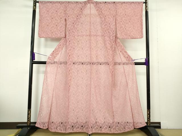 平和屋本店∴極上　夏物　浴衣・小紋兼用　レース　花唐草文　オールドローズ色　逸品　新品　DZAB10068kh6