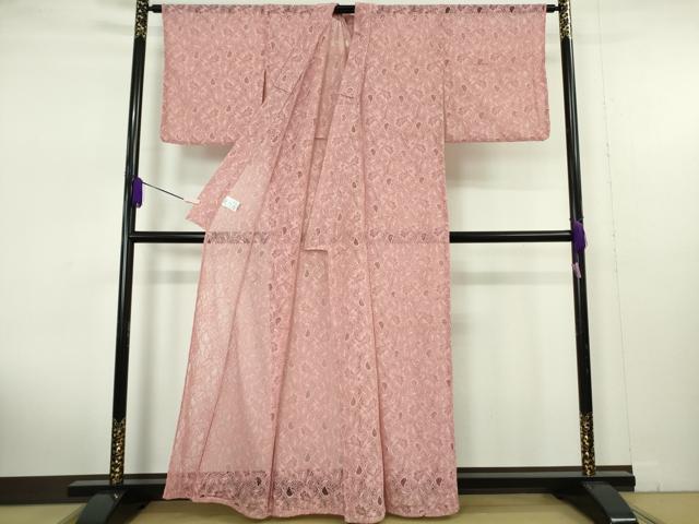 平和屋本店∴極上　夏物　浴衣・小紋兼用　レース　花唐草文　オールドローズ色　逸品　新品　DZAB10068kh6