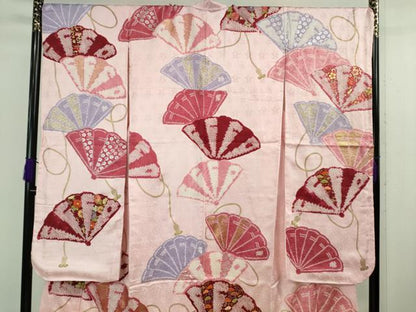 平和屋本店■極上　創業460年・千總　振袖　刺繍　絞り　檜扇花文　金銀彩　阪急百貨店扱い　逸品　DZAB1009kh5